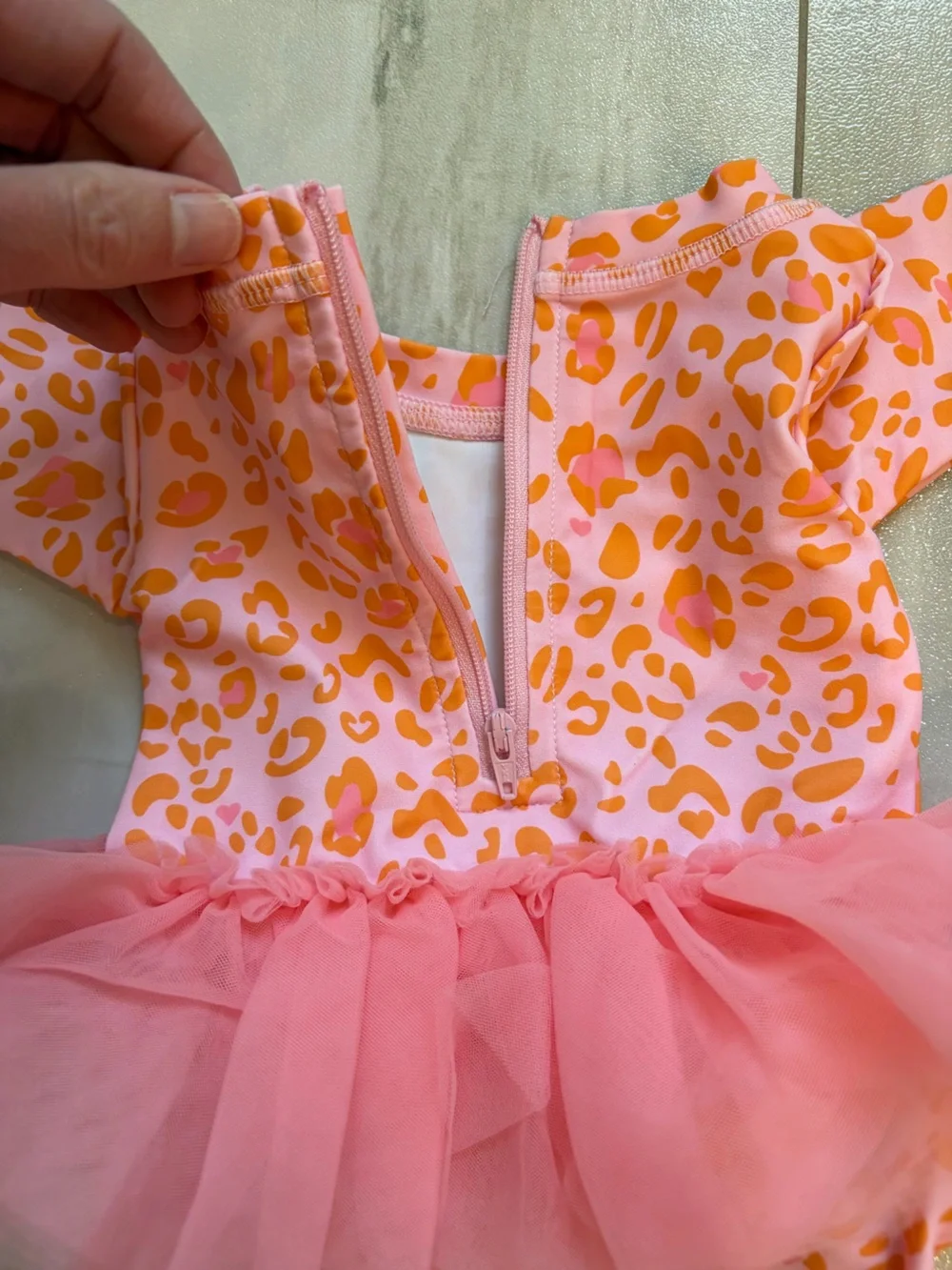 NWT RuffleButts Colorful Leopard Print Tulle Skirt Rashguard Swimsuit girls 0-3M